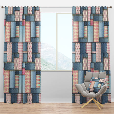 Pink Patchwork Pattern - Modern & Contemporary Curtain Panels