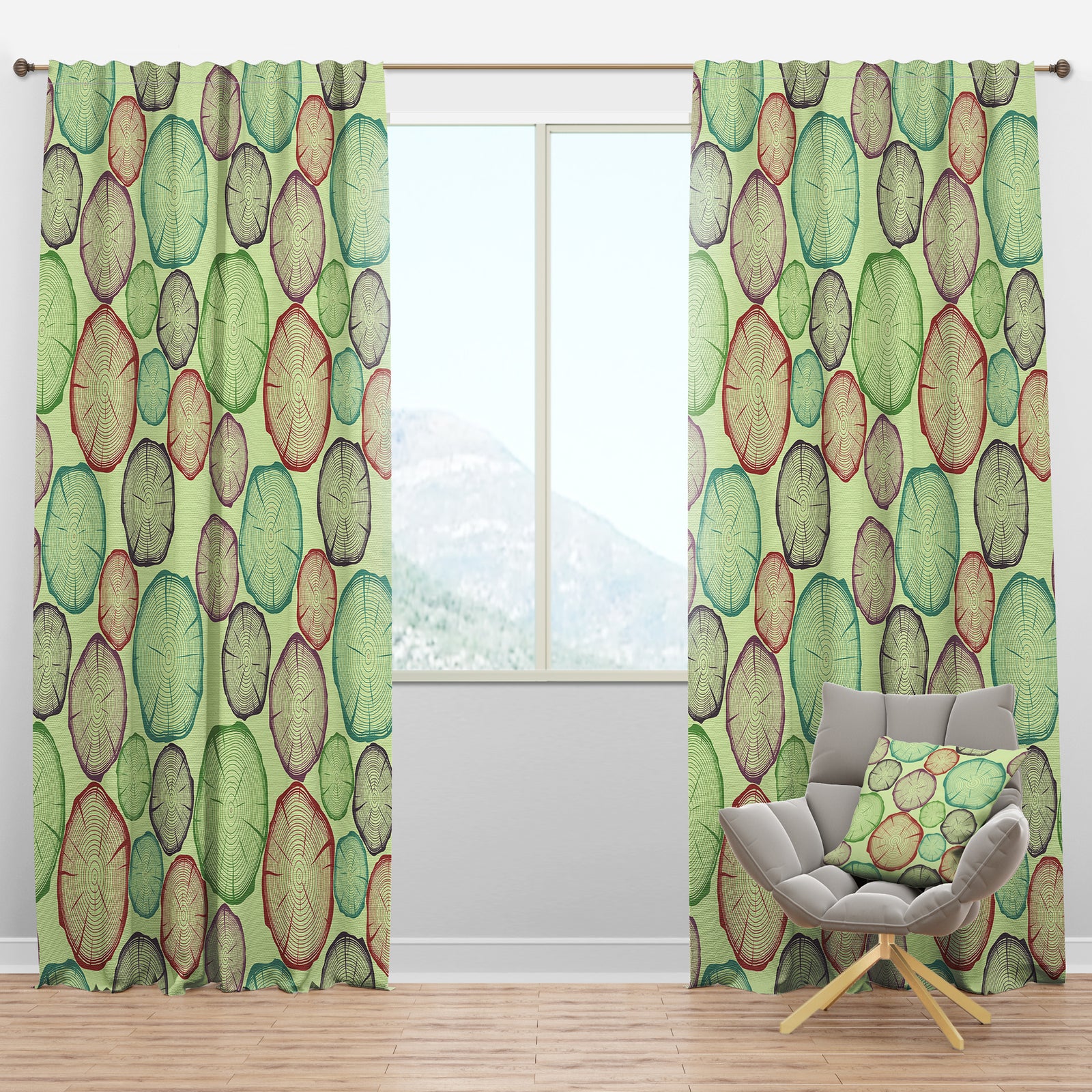 Pattern with Tree Rings - Bohemian & Eclectic Curtain Panels