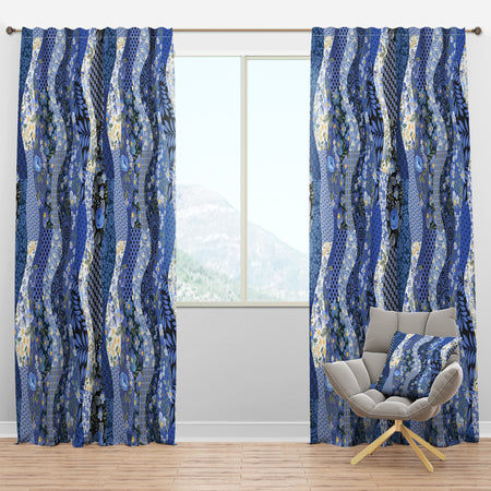 Patchwork Pattern with Roses - Modern Curtain Panels