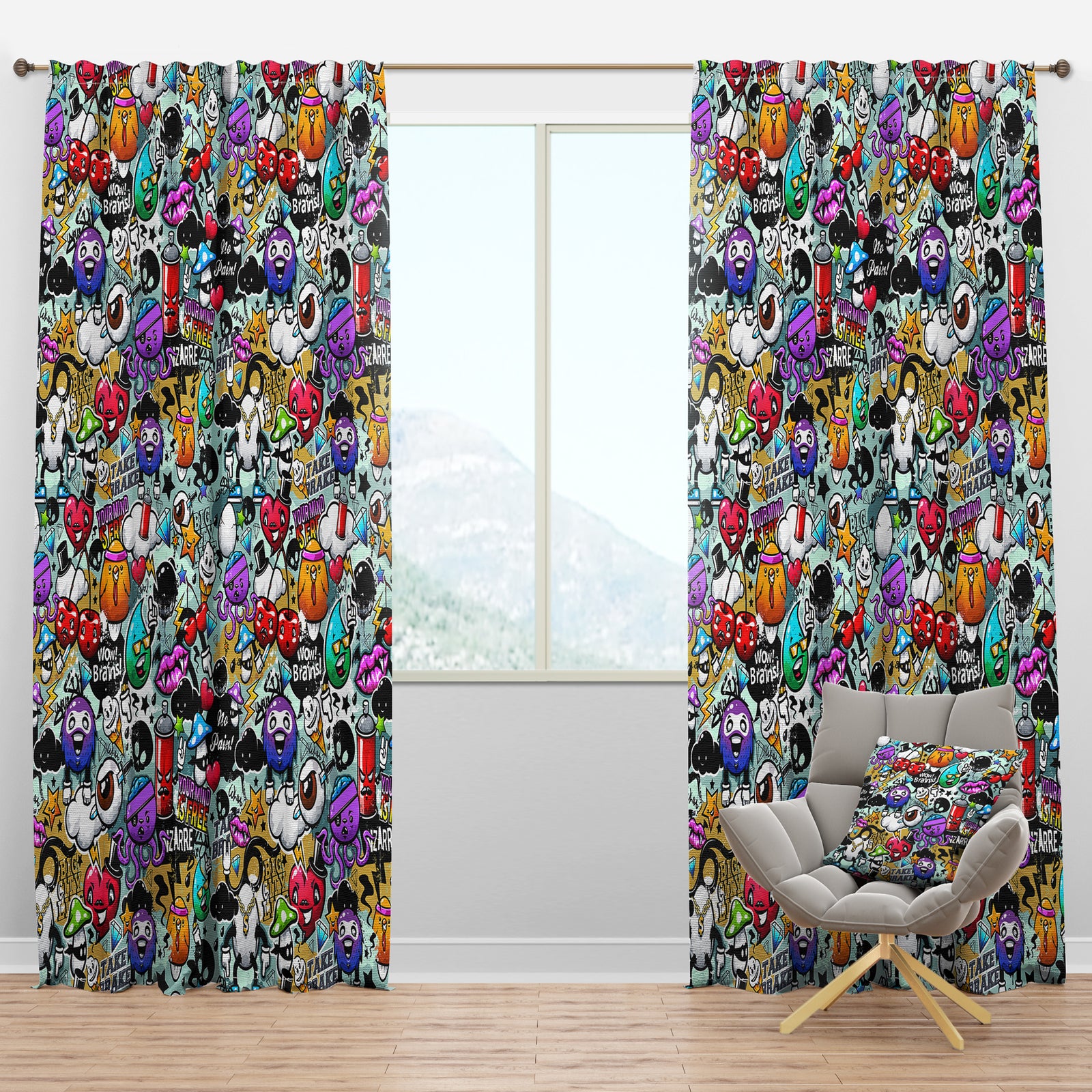 Graffiti Texture - Modern Curtain Panels