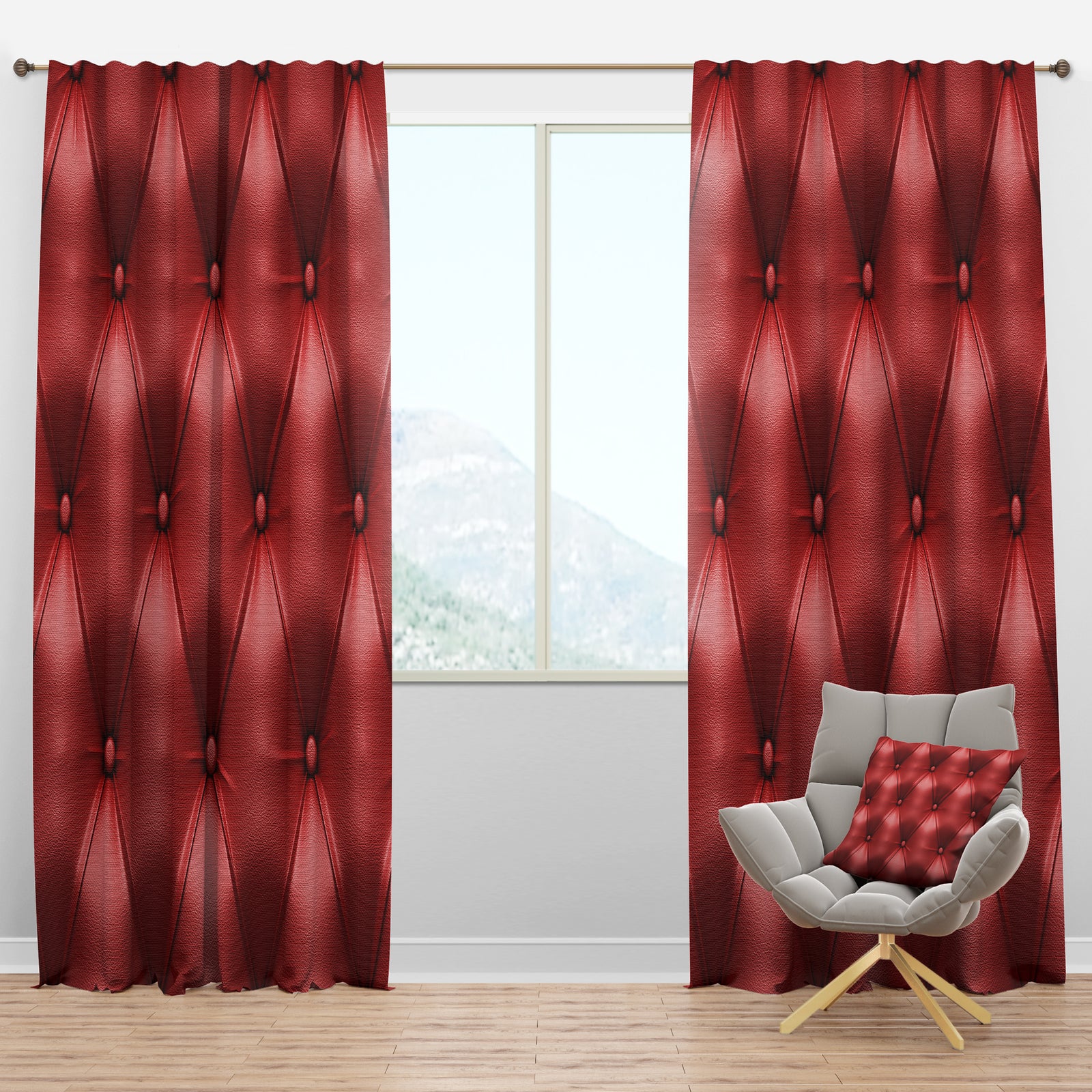 Luxury Classic Red Leather - Modern & Contemporary Curtain Panels