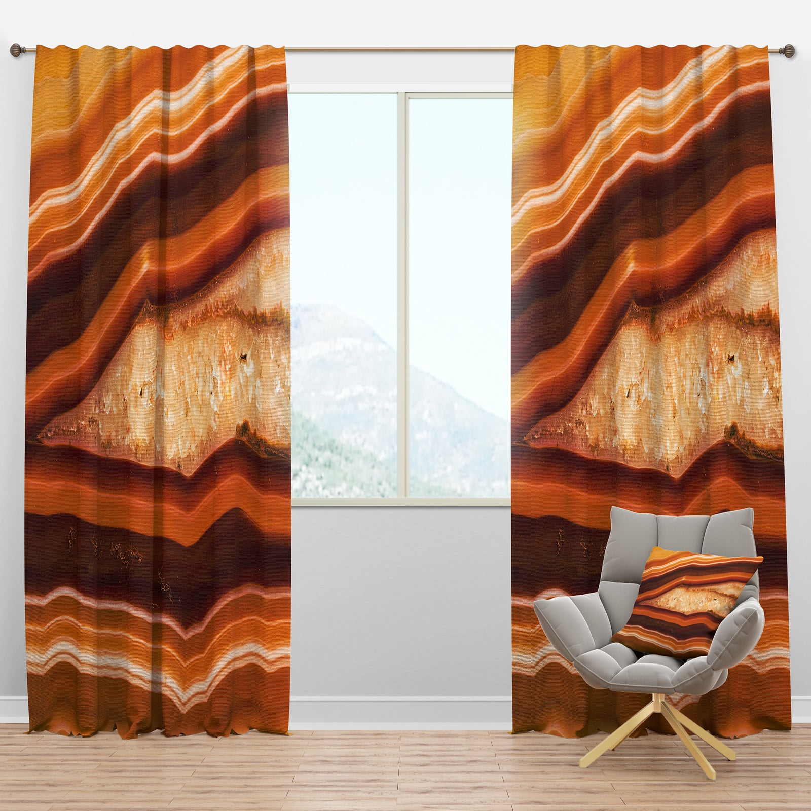 Orange Geode Chrystal - Traditional Curtain Panels
