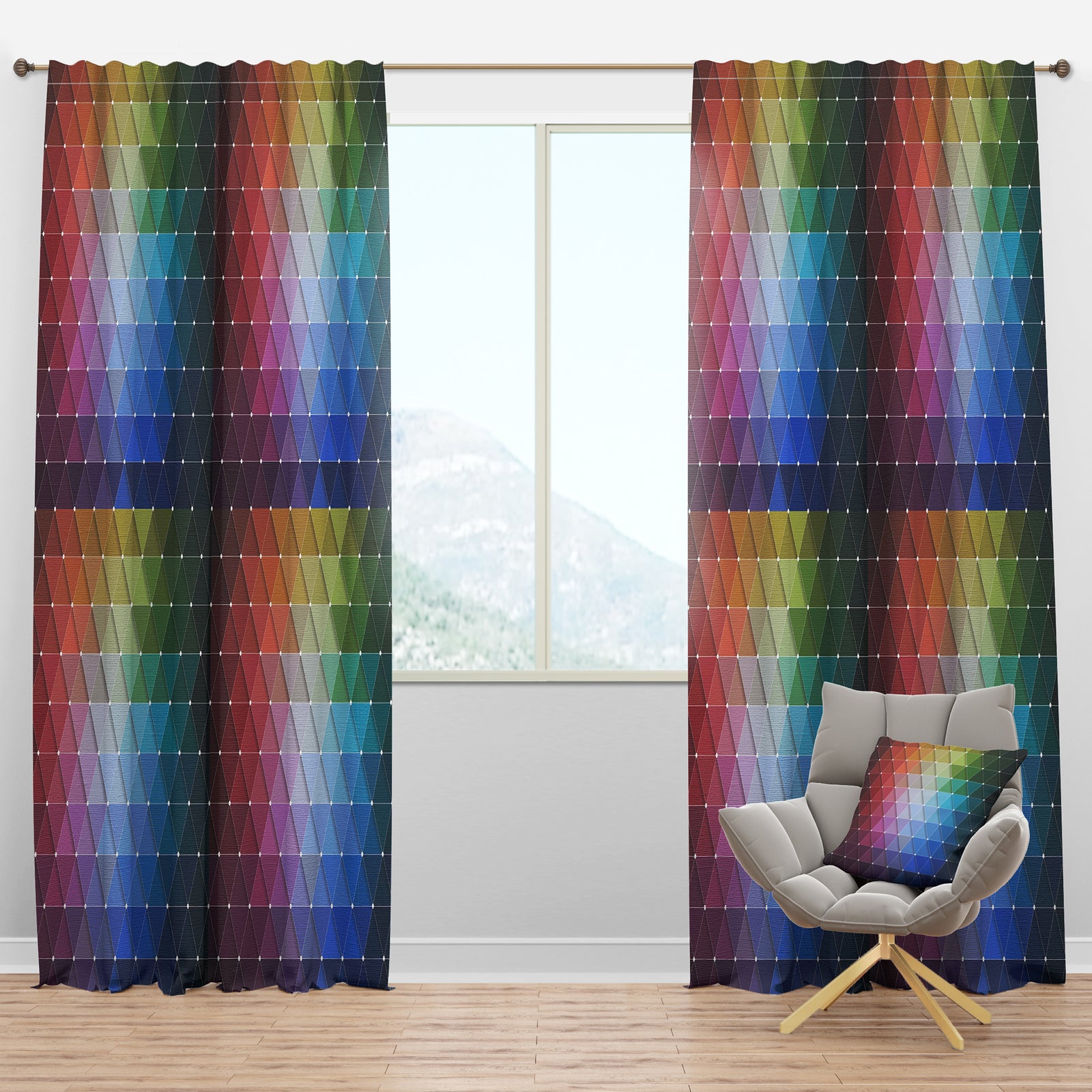Rainbow Triangular Geometry - Modern & Contemporary Curtain Panels