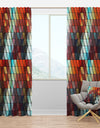 3D Diamond Shaped Geometry in Shades of Blue and Red - Modern & Contemporary Curtain Panels