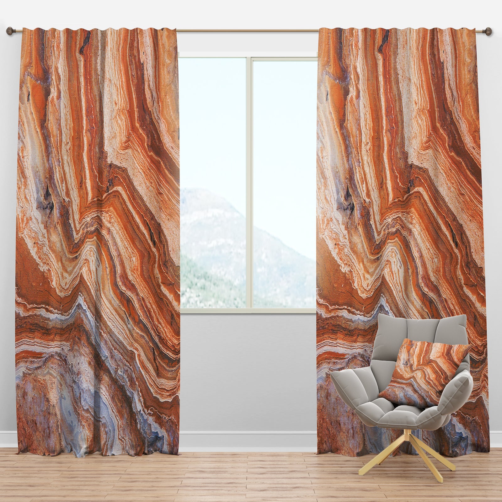 Marbled Detail of Colourful Rock - Traditional Curtain Panels