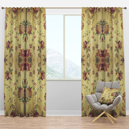 Vintage Purple Flowers - Floral Curtain Panels