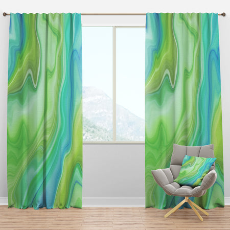 Marbled Colours in Shades of Green and Blue - Modern & Contemporary Curtain Panels