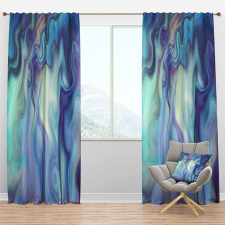 Marbled Colours in Shades of Turquoise and Purple - Modern & Contemporary Curtain Panels