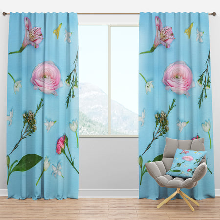 Fresh Beautiful Blooming Rose - Traditional Curtain Panels