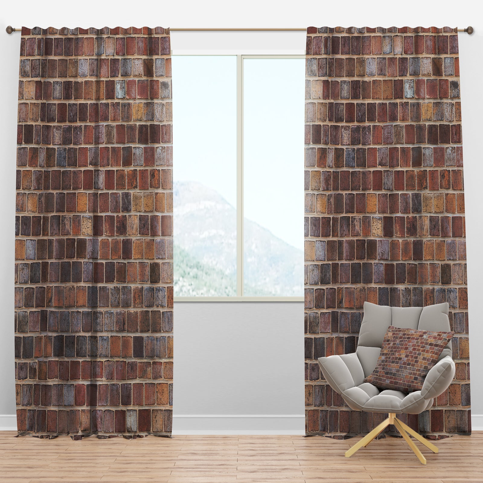 Red Brick WallTexture - Modern & Contemporary Curtain Panels