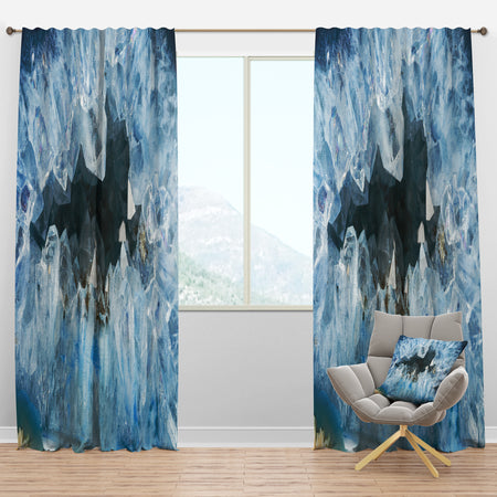 Geode Interior with Light Blue crystals - Mid-Century Modern Curtain Panels