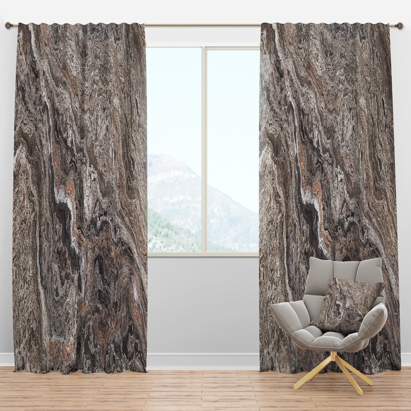 Onyx Travertine Tile - Mid-Century Modern Curtain Panels