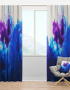 Blue and Purple Ink Composition - Mid-Century Modern Curtain Panels