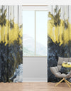 Grey, Yellow and White Hand Painted Marble Composition - Mid-Century Modern Curtain Panels