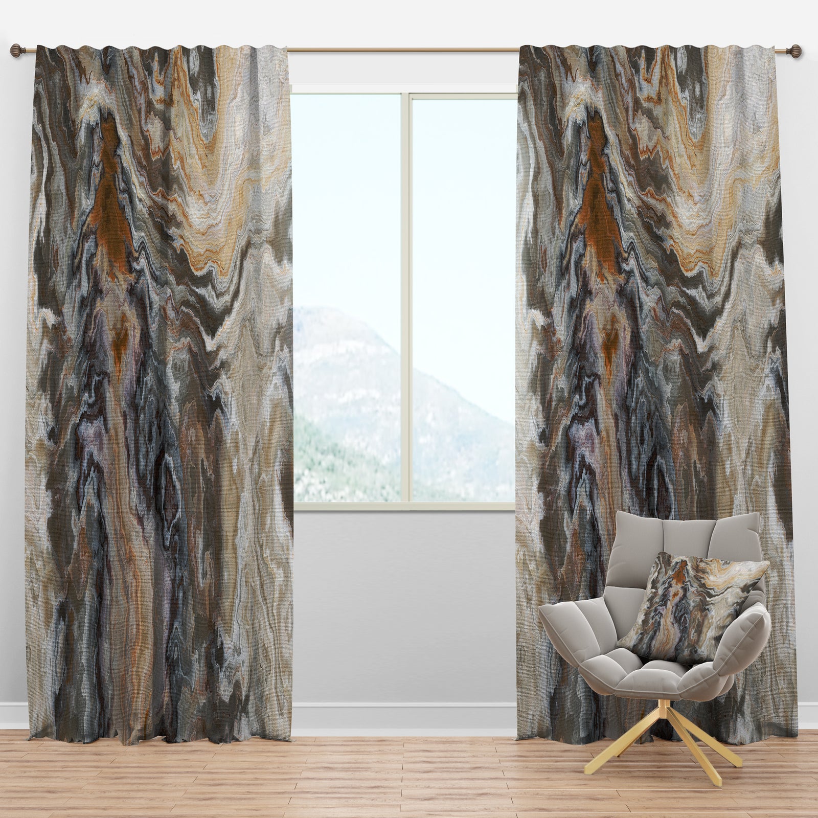 Onyx detail Composition - Mid-Century Modern Curtain Panels