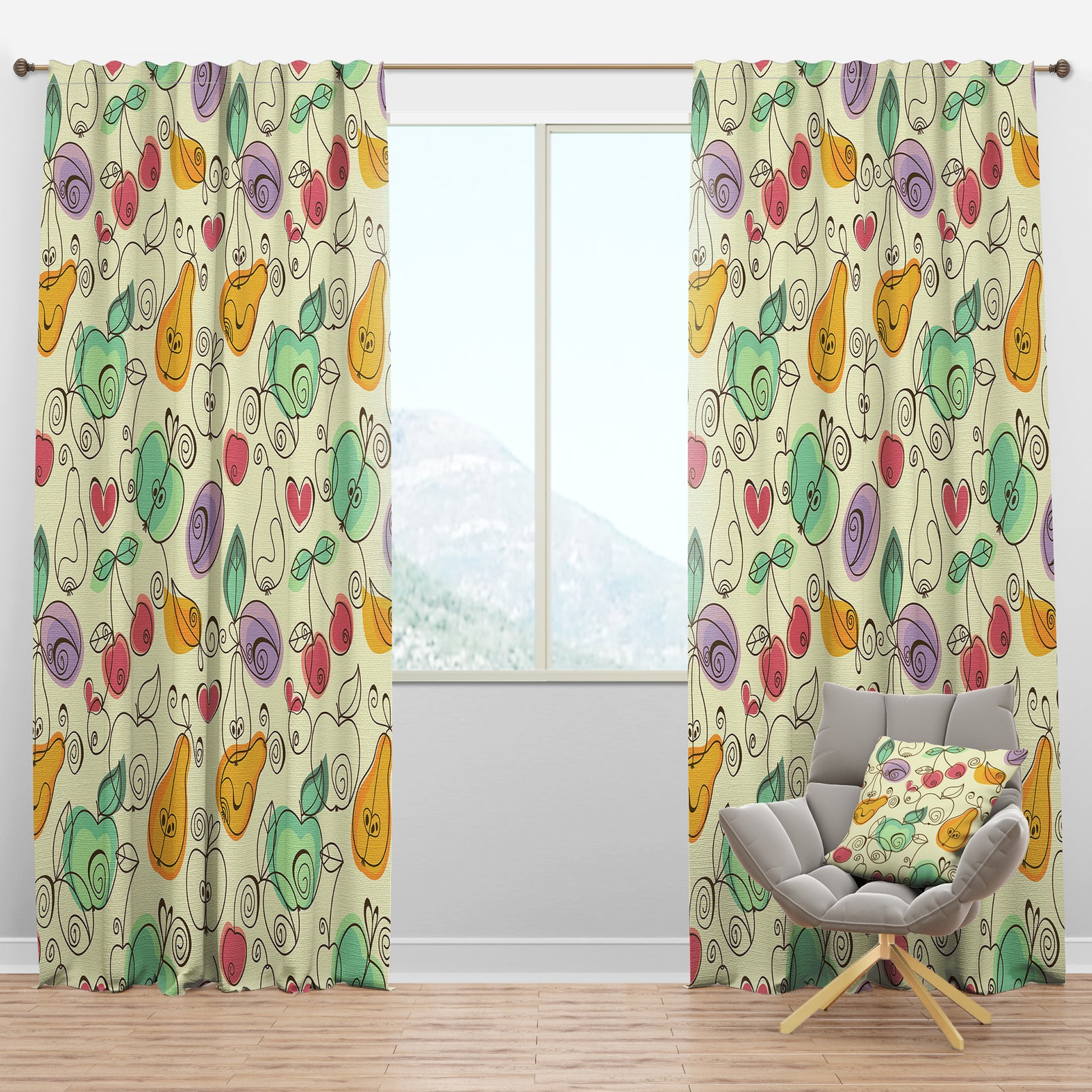 Apples, Pears & Cherries - Traditional Curtain Panels