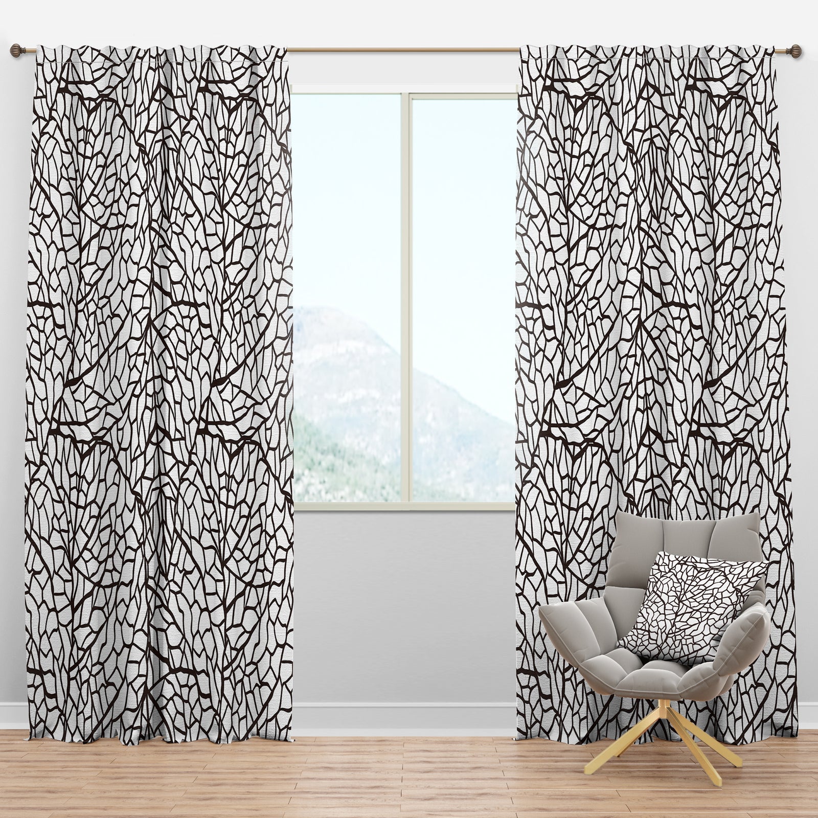 Stylized detail of Leaves - Abstract Curtain Panels