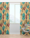 Retro Drawing Flowers in Pink and Blue - Floral Curtain Panels