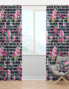 Pink and Purple Flowers on Striped - Abstract Curtain Panels