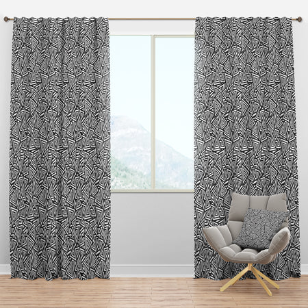 Black and White Triangular Rhythm - Modern & Contemporary Curtain Panels