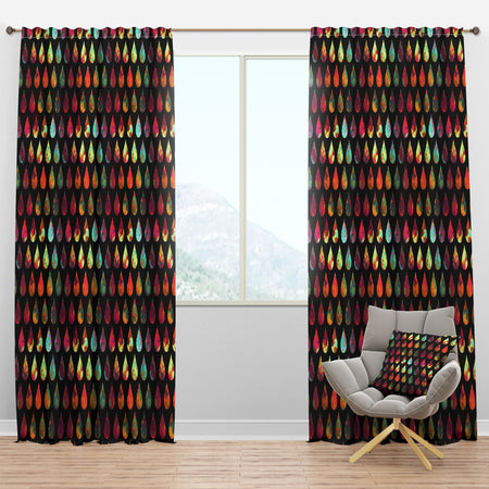 Drops of Geometric Colours on Black - Modern & Contemporary Curtain Panels