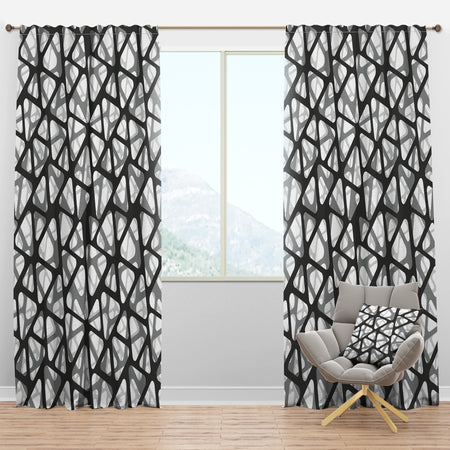 Black and Grey Triangular 3D Texture of Mesh - Modern & Contemporary Curtain Panels