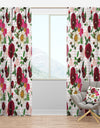 Pansies, Cherries and Roses on Pink Dotted - Abstract Curtain Panels