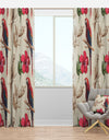 Macaw Parrot and Hibiscus Flower - Floral Curtain Panels