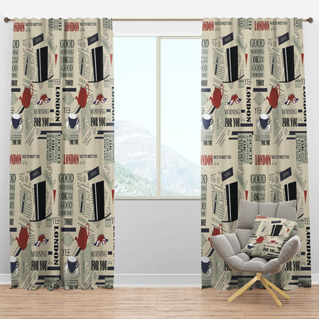Retro London Good Morning - Modern & Contemporary Curtain Panels