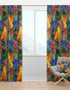 Blue and Yellow and Pink Flower with Little Red Berries - Traditional Curtain Panels