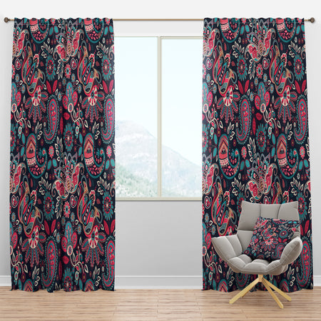 Floral Paisley in Retro Style - Floral Curtain Panels