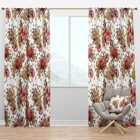 Watercolored Roses, Peonies and Lavender - Floral Curtain Panels