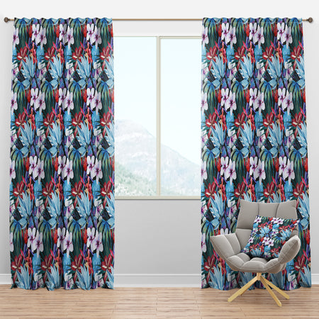 Blossoming Lilies and Hibiscus - Floral Curtain Panels