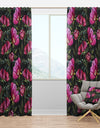 Purple Flowers on Dark - Abstract Curtain Panels