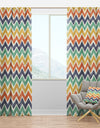 Retro Chevron in Orange, Blue and Yellow - Mid-Century Modern Curtain Panels