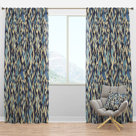 Rhombuses in Beige and Blue - Modern & Contemporary Curtain Panels