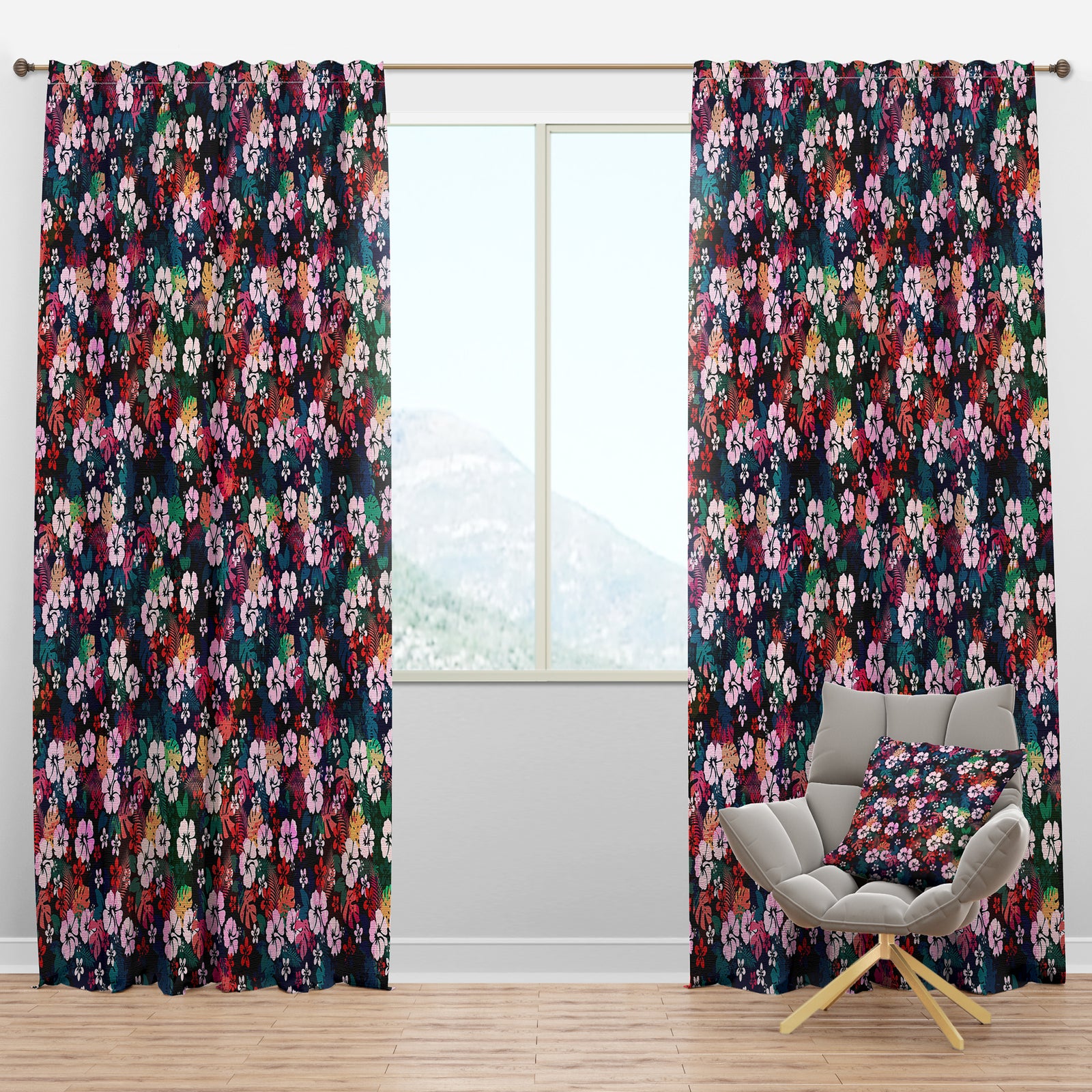 Hawaiian Hibiscus Tropical Flower - Floral Curtain Panels