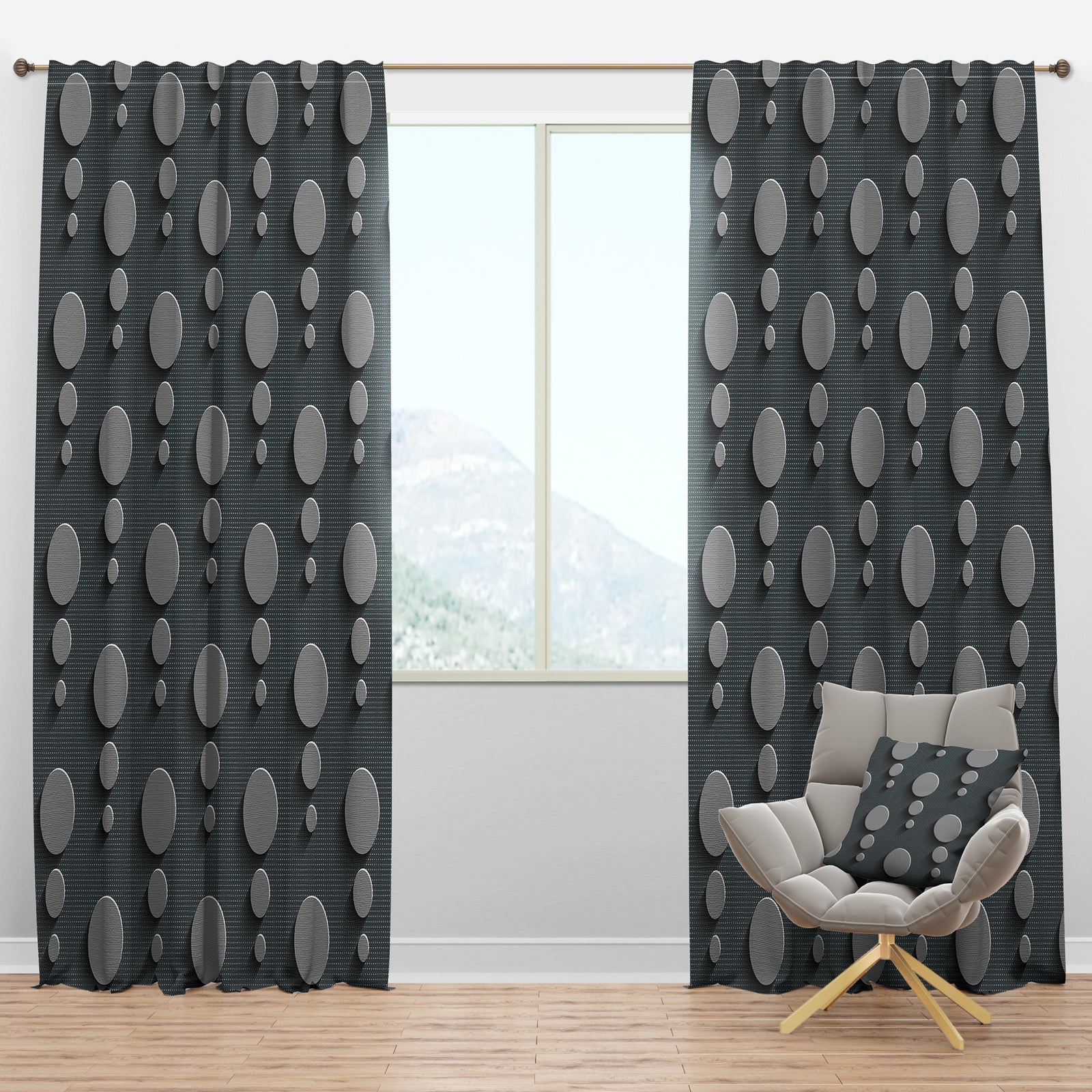 3D Circles Abstract Technology - Modern & Contemporary Curtain Panels