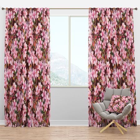 Pink Blossoming Flowers - Traditional Curtain Panels