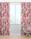 Pink Blossoming Tropical Flowers - Traditional Curtain Panels