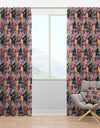 Black Chrysanthemum And Blooming Roses - Floral Curtain Panels