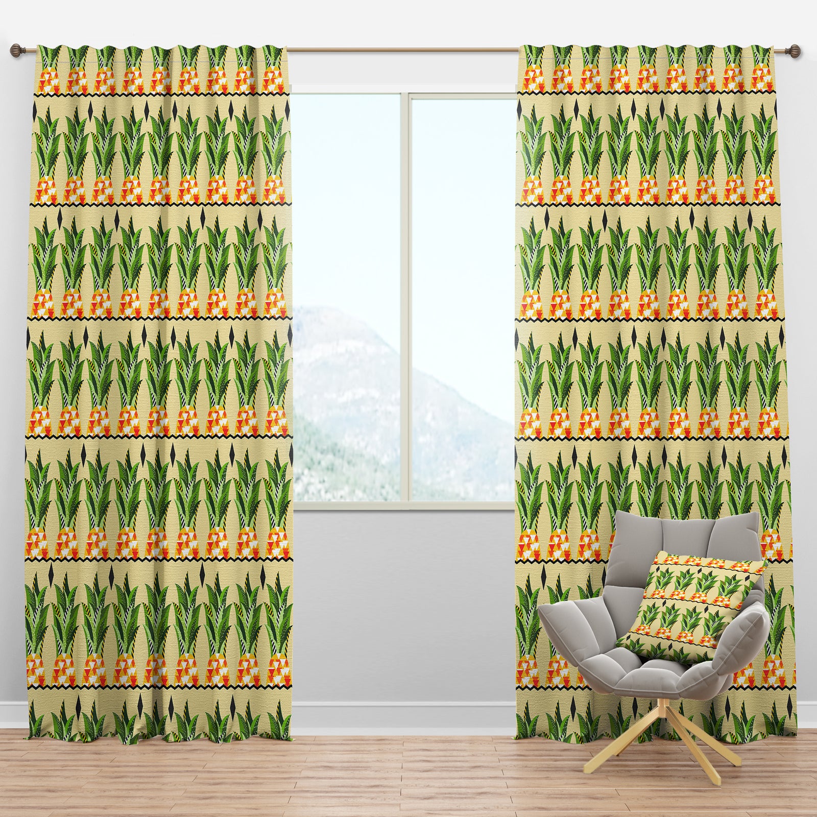 Pineapple Heads with Geometrical Body - Modern Curtain Panels