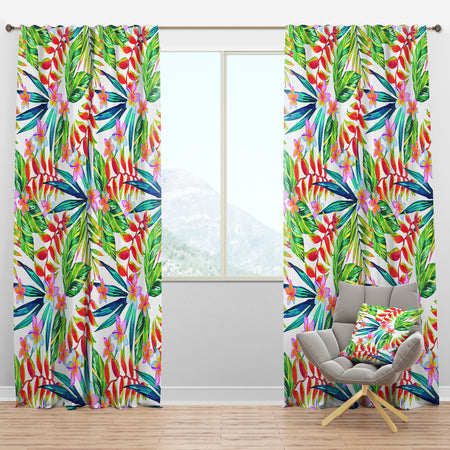 Viviv Blossoming Tropical Jungle Flowers - Floral Curtain Panels