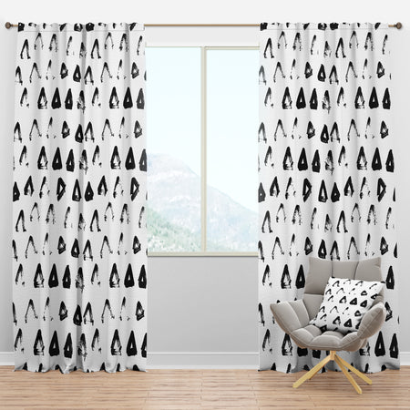 Hand Painted Black triangle on White - Modern & Contemporary Curtain Panels