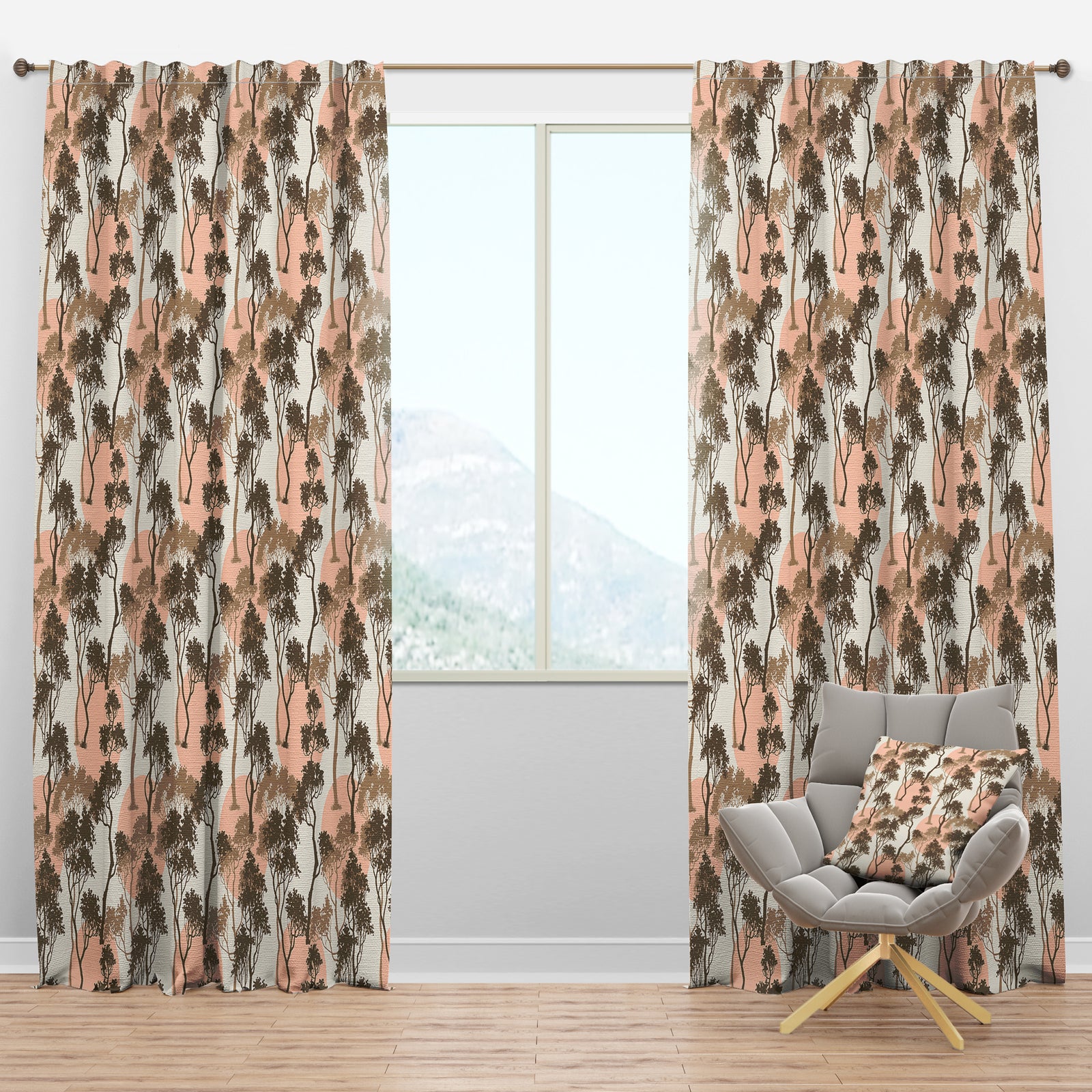 Trees Under The Full Moon in Forest - Abstract Curtain Panels