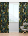 Tropical Leaves with Lemons and Green Bird - Animals Curtain Panels