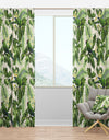 Tropical Leaves, Green Bird and White Flowers - Animals Curtain Panels