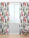 Hummingburds and Blosssoming Drawn Flowers - Floral Curtain Panels