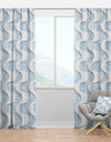 White and Blue 3D Waves - Modern & Contemporary Curtain Panels