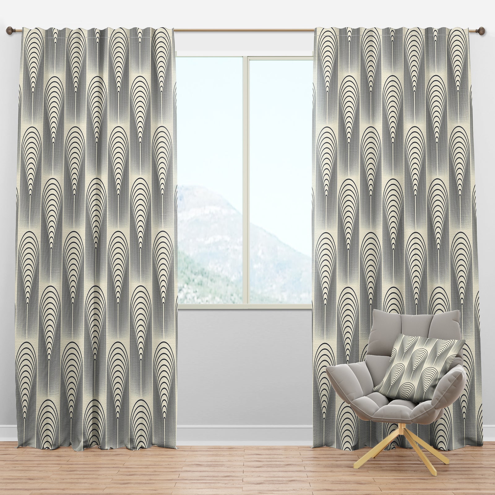 Retro conical geometry - Mid-Century Modern Curtain Panels